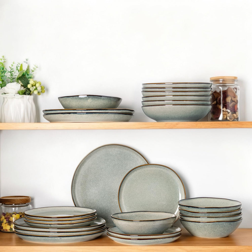 Ceramic Dinnerware Sets for 8, 24Pcs Plates and Bowls Sets Dishes
