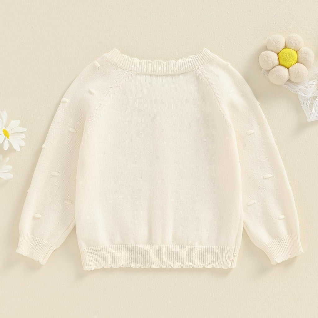 Girl Cardigan Button Front Crop Sweater Long Sleeve Spring Fall Tops