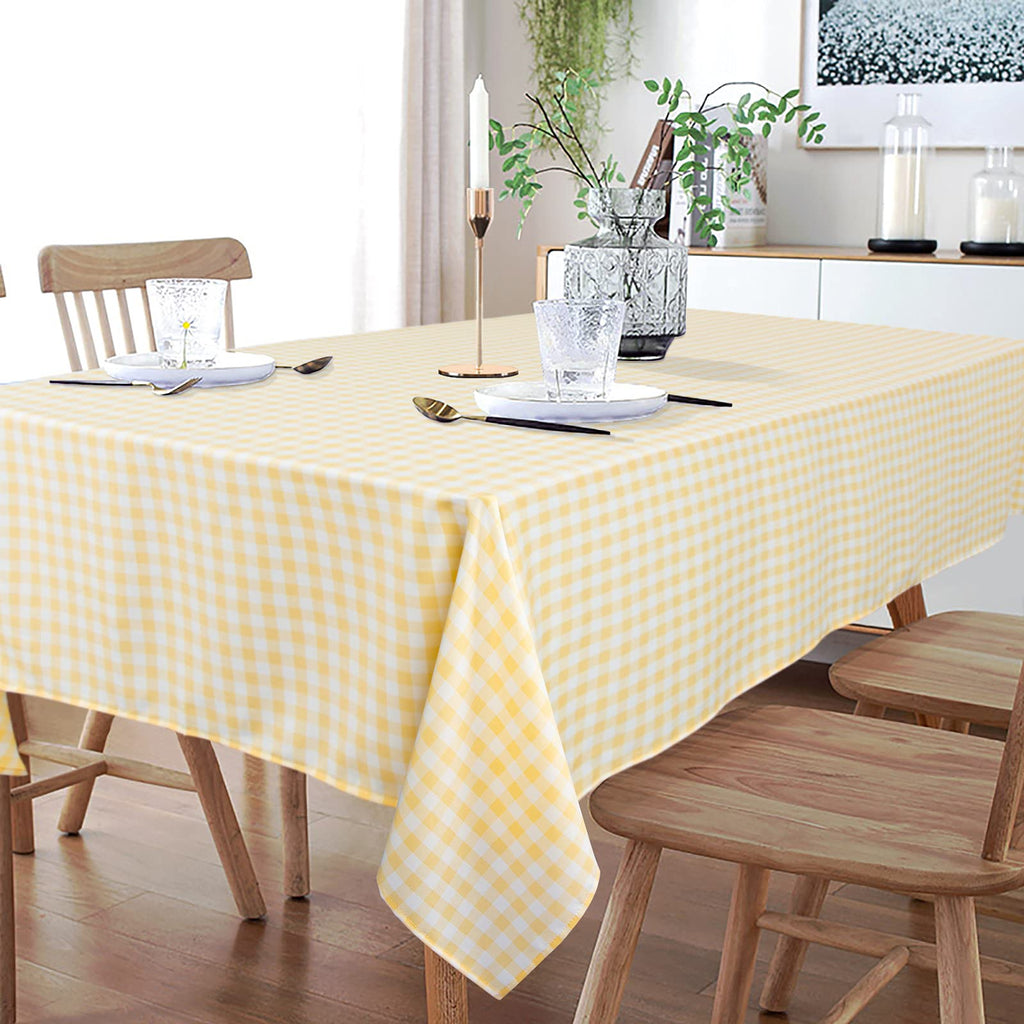 Yellow Gingham Tablecloth 54x108, Buffalo Plaid Checkered