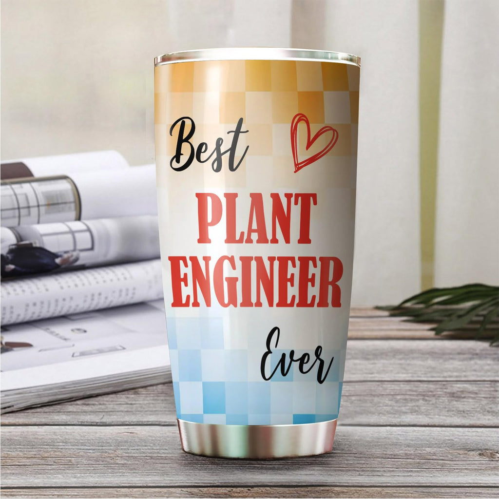 Best Plant Engineer Ever Tumbler Stainless Steel 20oz, Office Gifts Women Men Work Friends Coworker, Driking Coffee