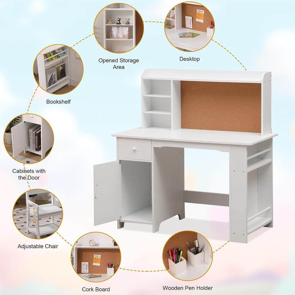 Kids Desk, Study Desk and Chair Set for Boys and Girls