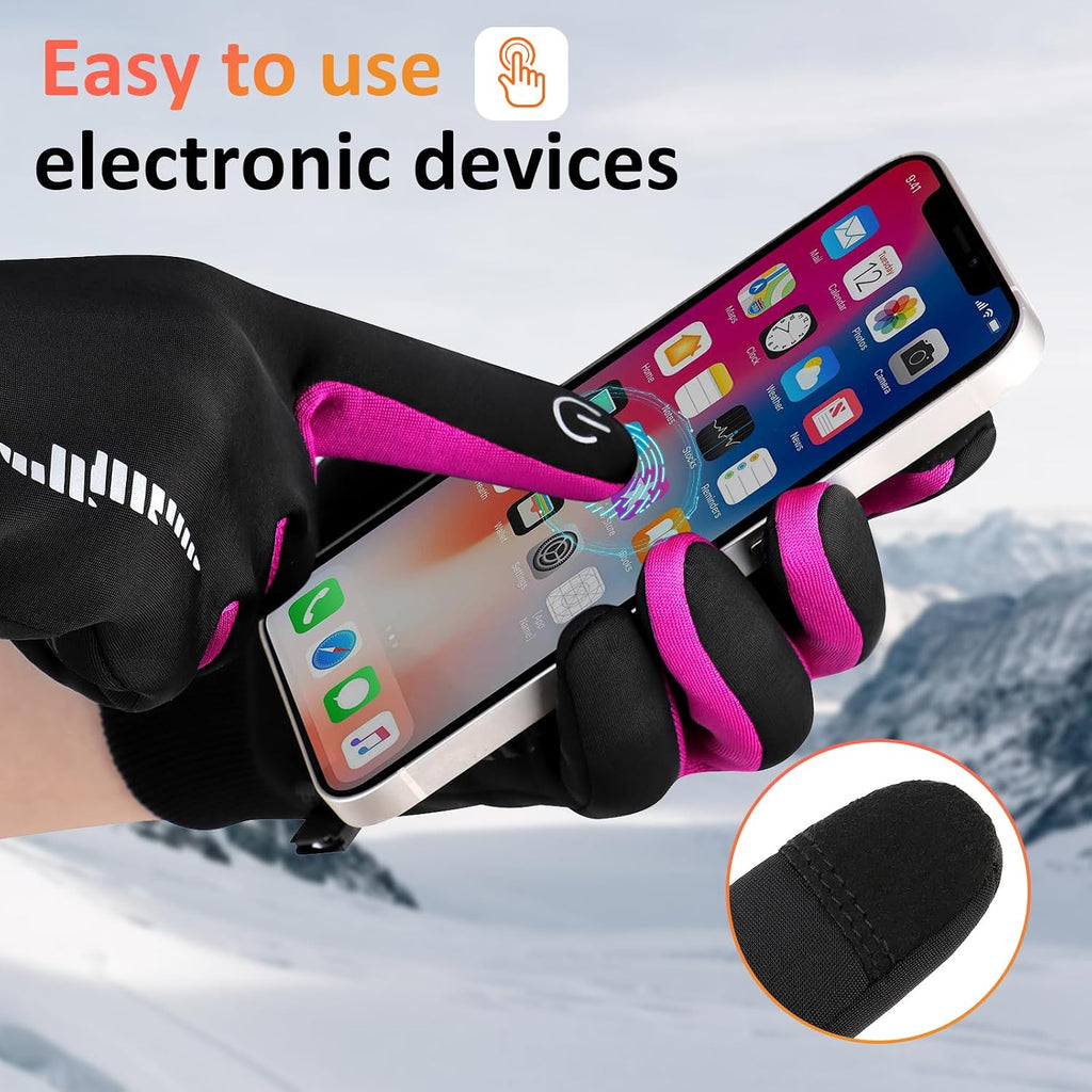Kids Winter Gloves Touchscreen Water Resistant Warm Fleece Ski