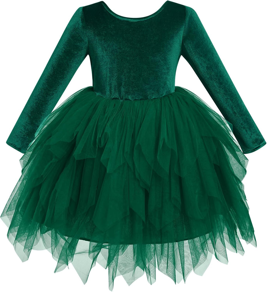 Toddler Baby Girls Velvet Tutu Dress Bowknot Ruffle Tulle Princess Christmas Birthday Party Dress Fall Winter Clothes