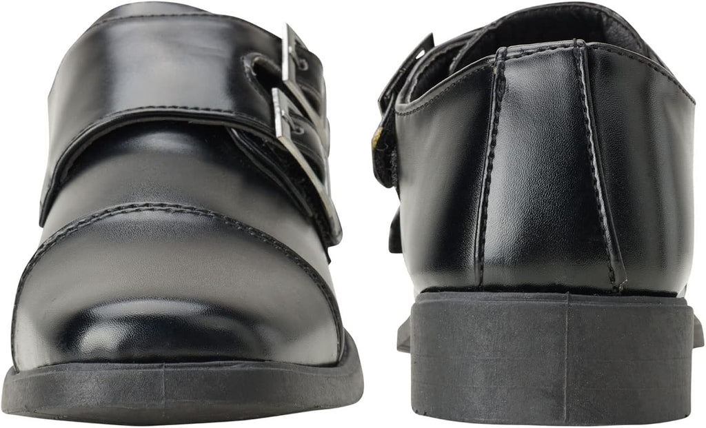 Boys Dress Shoes - Hook and Loop Double Monk Strap Cap Toe Oxford Loafers ( Toddler/ Little Kid)
