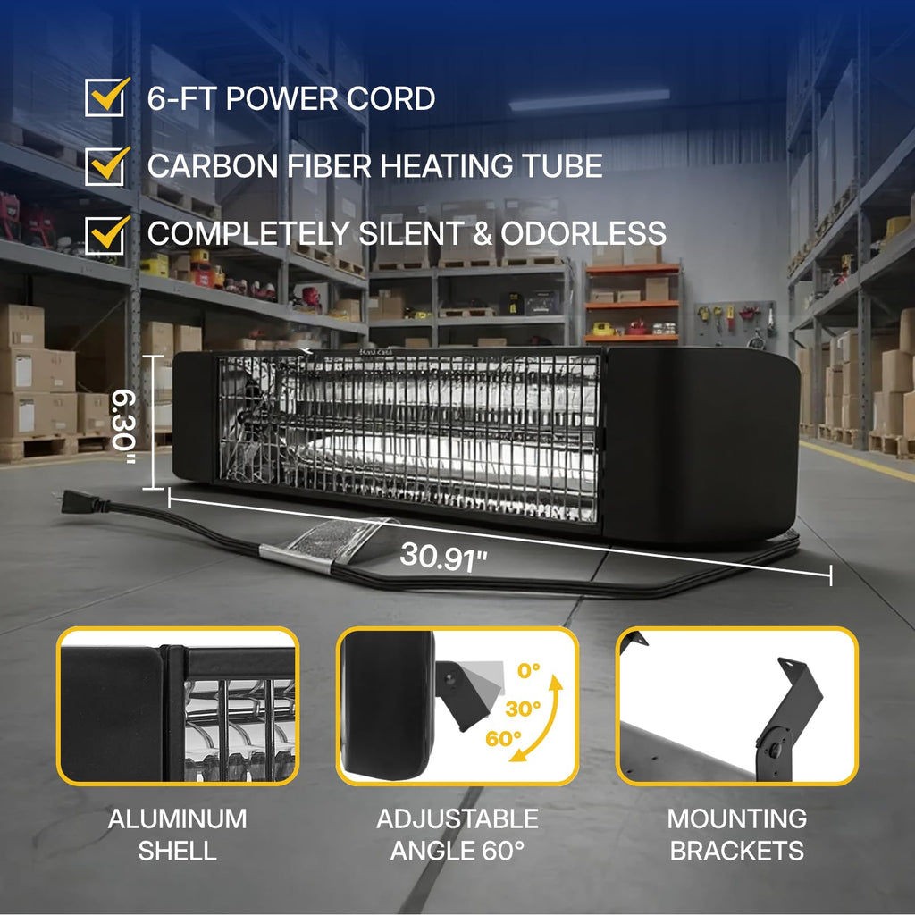 Outdoor Heater Electric 1500W Infrared Patio Heaters Smart Control with 24H Timer, IP65 Waterproof, Wall or Ceiling