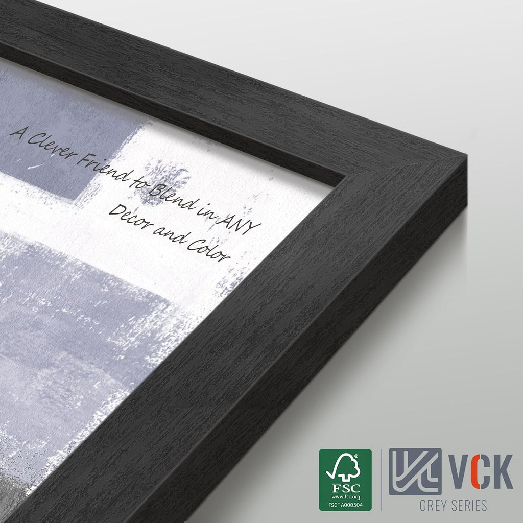 24x36 Poster Frame Set of 3, Black Woodgrain, Wall Hanging | Wide Border, Exclusive Woodgrain, Shatterproof