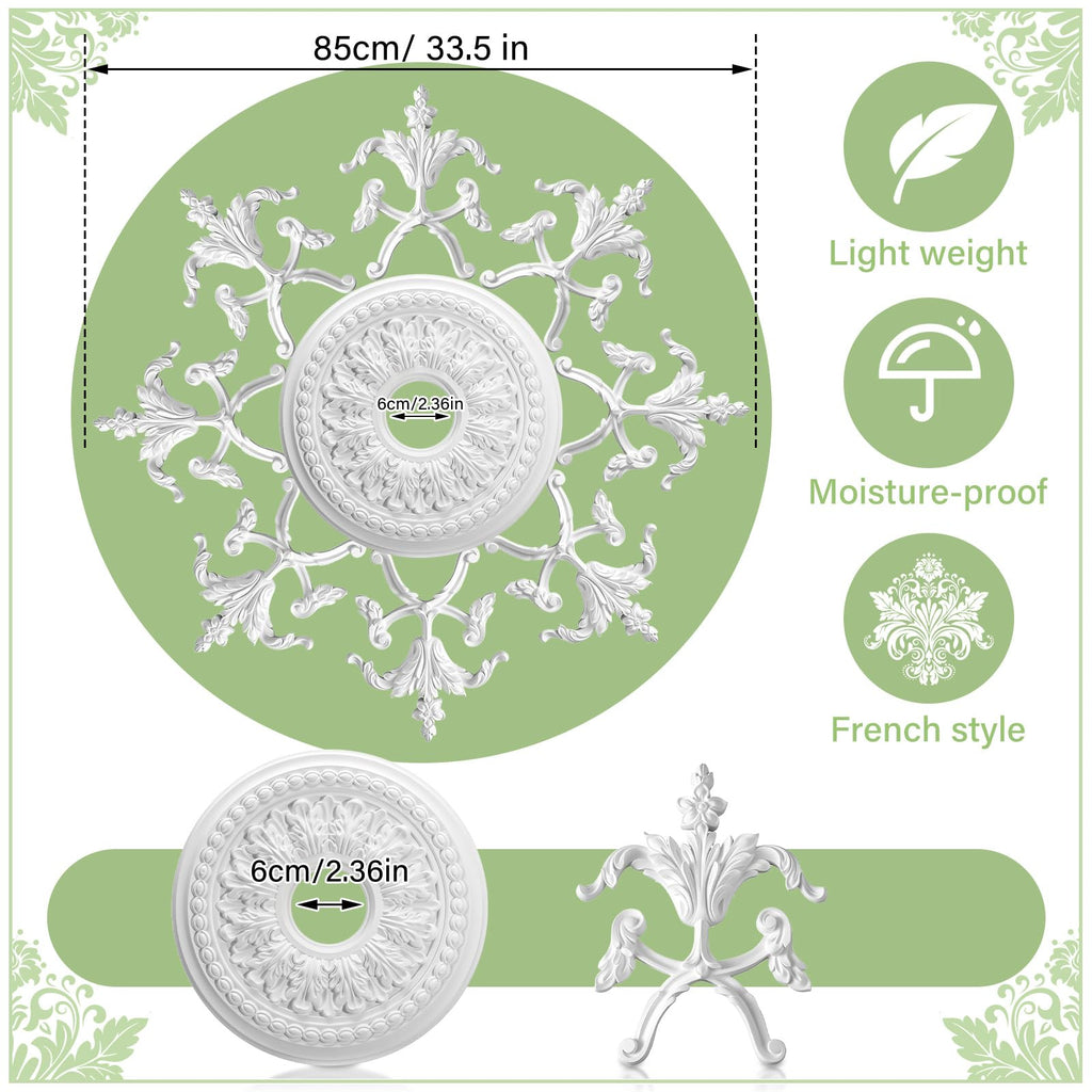 33.5'' Large PU Ceiling Medallion for Chandelier Light Fixtures