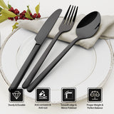 Black Silverware Set, 20-Piece Flatware Set for 4, 18/10 Stainless Steel Cutlery