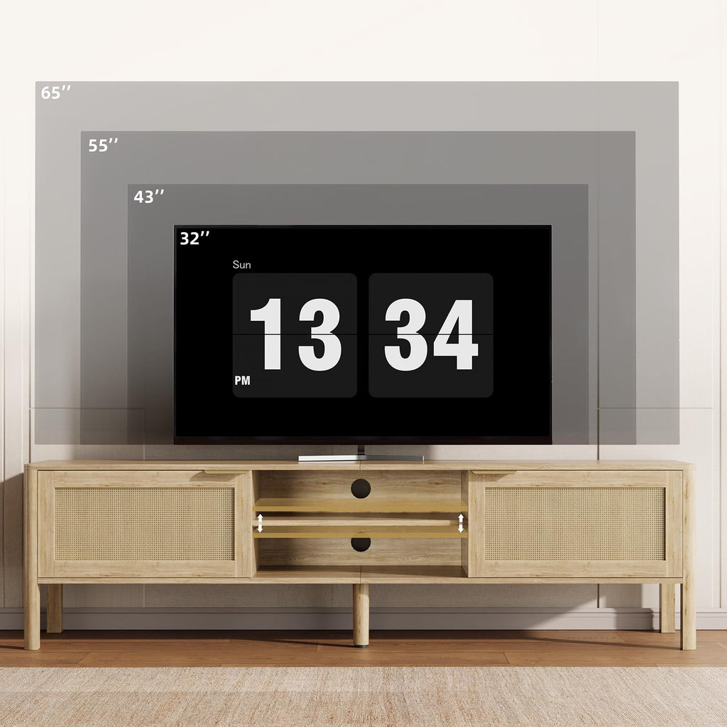 Rattan TV Stand Oak 58"