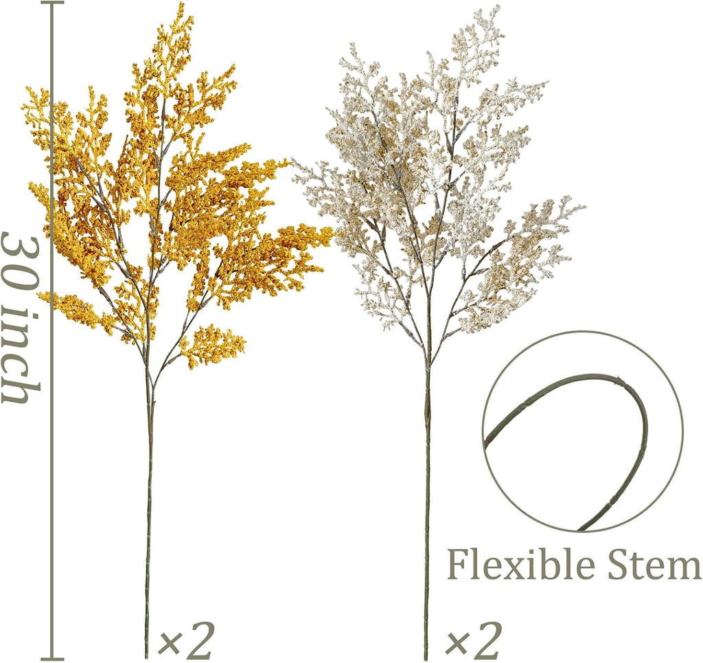 Fake Plants 30in Faux Branches for Vase Filler, Artificial Plants Fall Flowers with Long Stem Fall Decorations - Set of 4