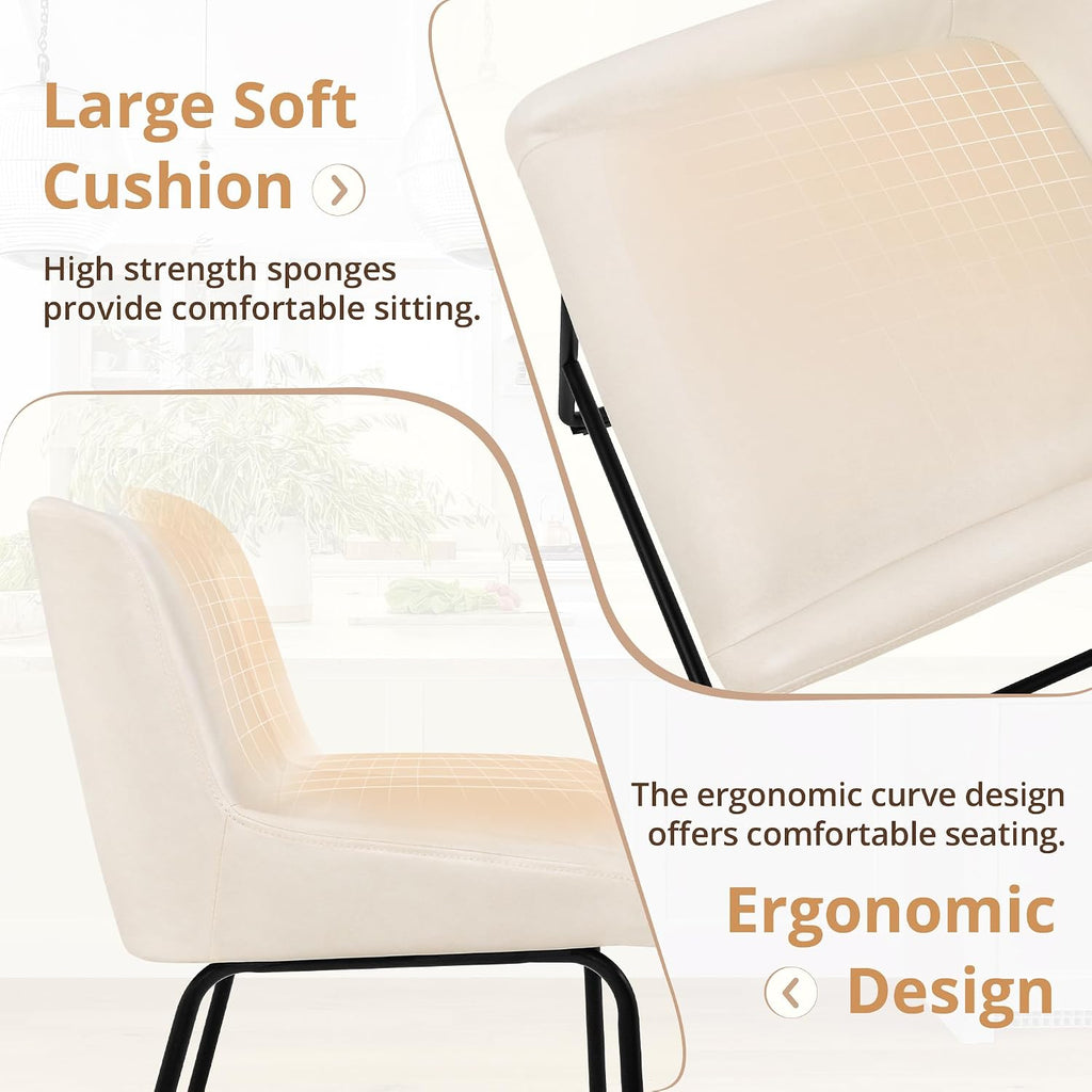 26 Inch Counter Height Bar Stools Set of 4, Faux Leather Upholstered Barstools, Barstool with Back, Comfortable Bar