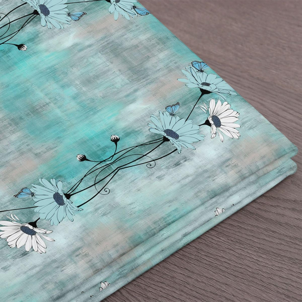 Rustic Flower Fabric by The Yard, Daisy Butterfly Upholstery Fabric, Hippie Watercolor Artwork Indoor Outdoor