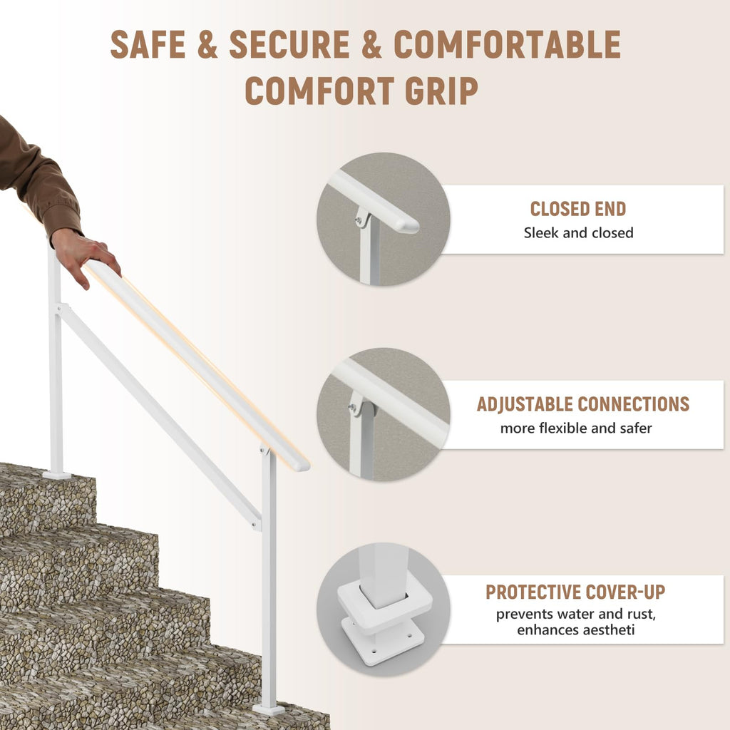 4-5 Step Hand Rails for Outdoor Steps White