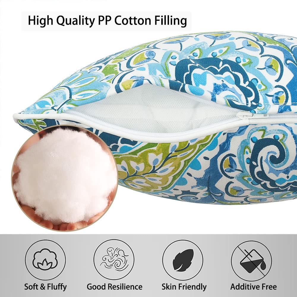 Pack of 2 Outdoor Waterproof Lumbar Rectangular Throw Pillow with Insert 12x20 Inch, Home Decorative Toss Cushion