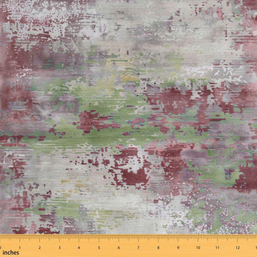 Retro Watercolor Abstract Fabric by the Yard, Grunge Brick Red