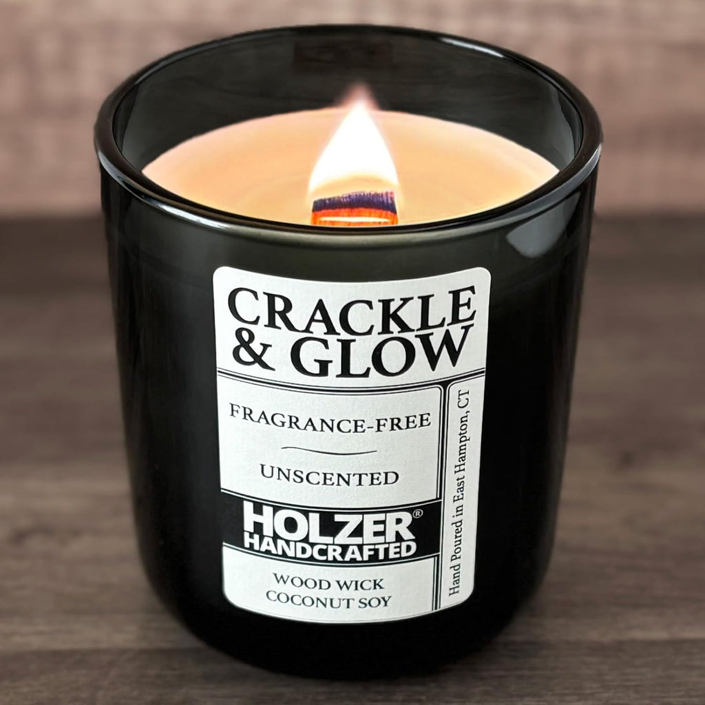 Unscented Candle Wood Wick | Fragrance-Free | Coconut Soy Wax | Clean Burn | Handpoured by , 80 Hour Burn Time, 1