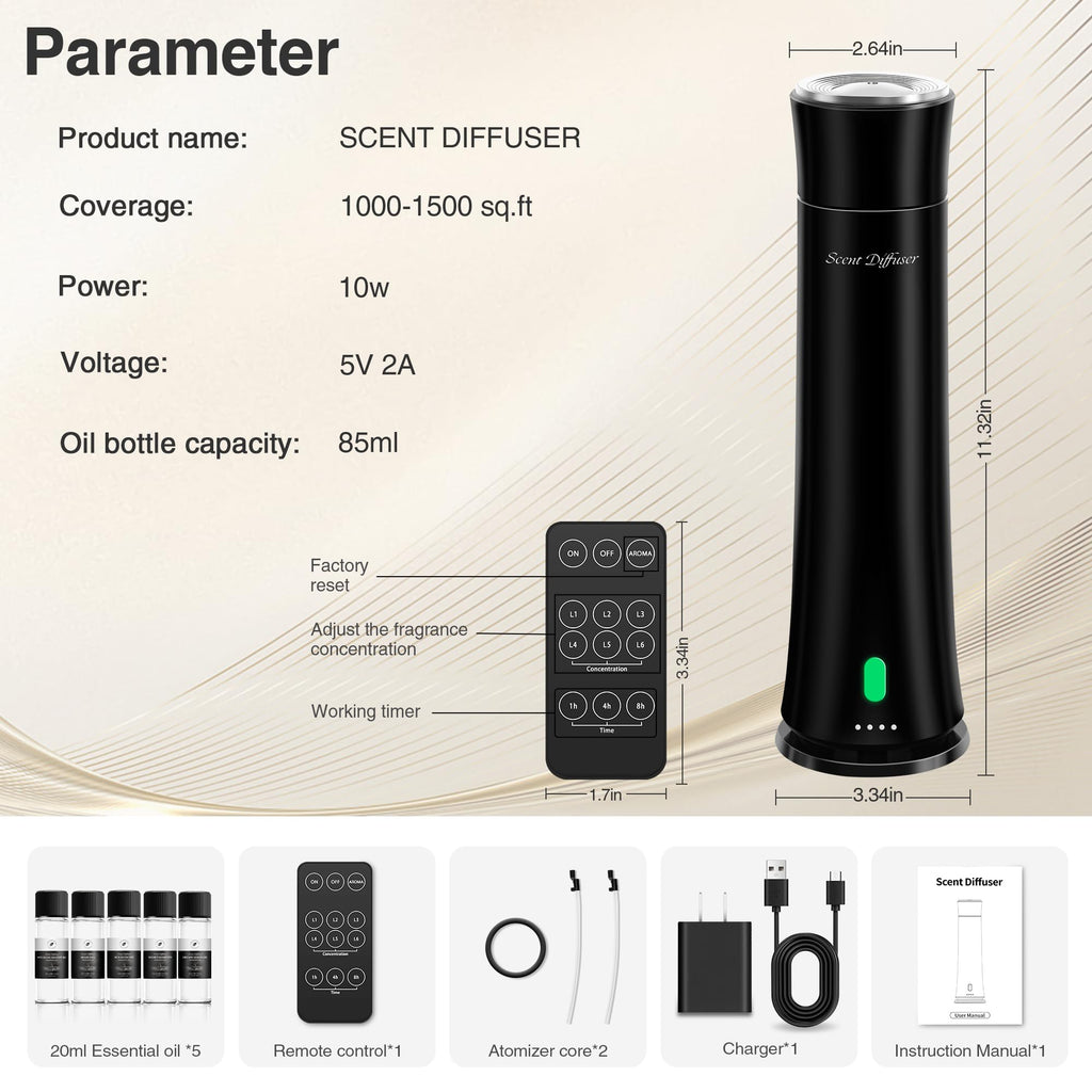 Hotel Scent Diffuser Starter Kit, 5 Scent Essential Oils Included