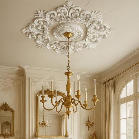35.4'' Large PU Ceiling Medallion Combination Decorative 2.36'' ID French Style Chandelier Base Ceil