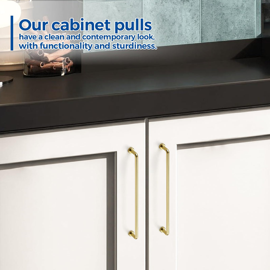 Polished Brass Cabinet Pulls Cabinet Handles, 8-3/4 Inch, 10 Pack