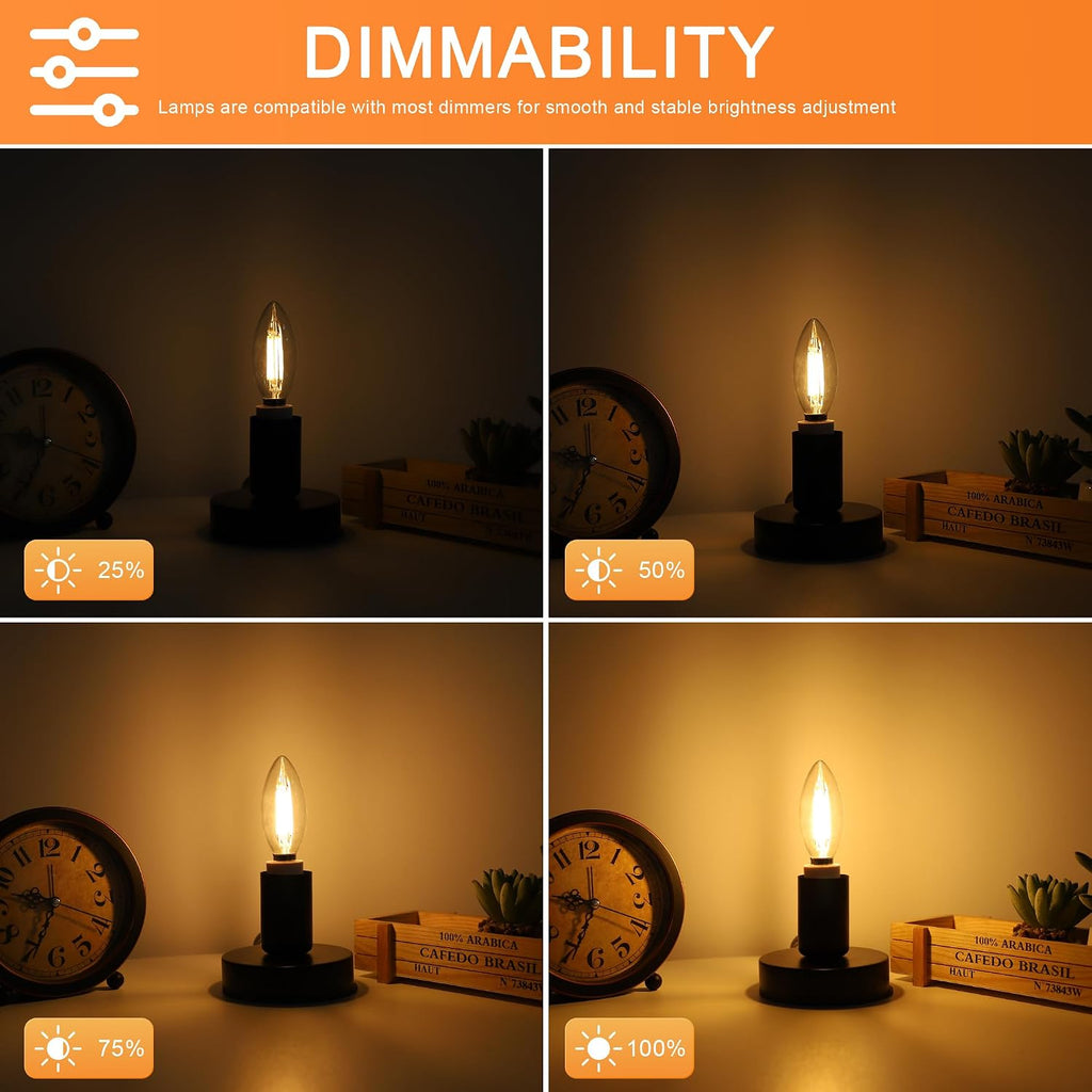 Candelabra Bulb E12 Dimmable 6W Equivalent 60W 2700K 6 Pack