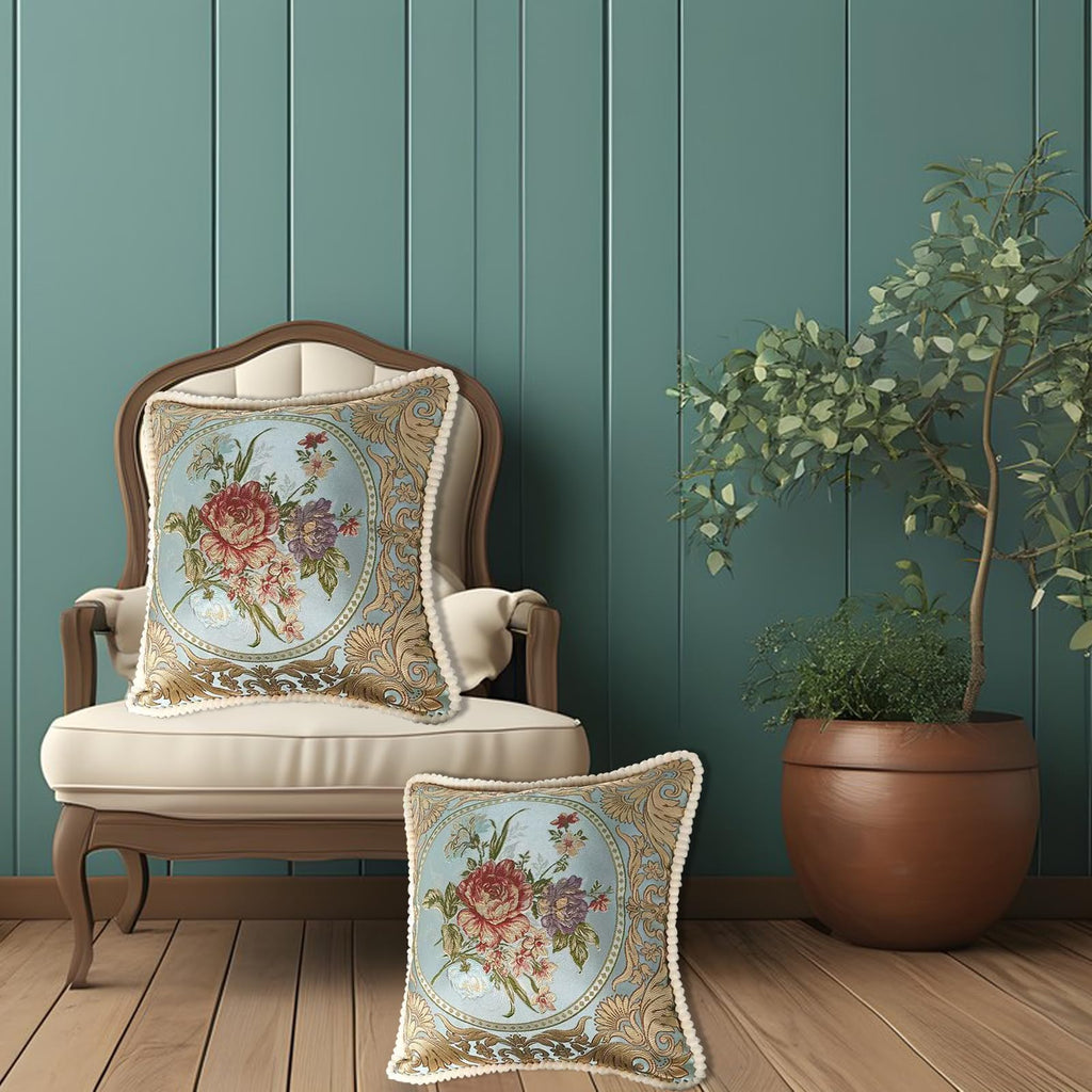 Vintage Pillow Covers Set of 2 Jacquard Embroidered Pillow Cover