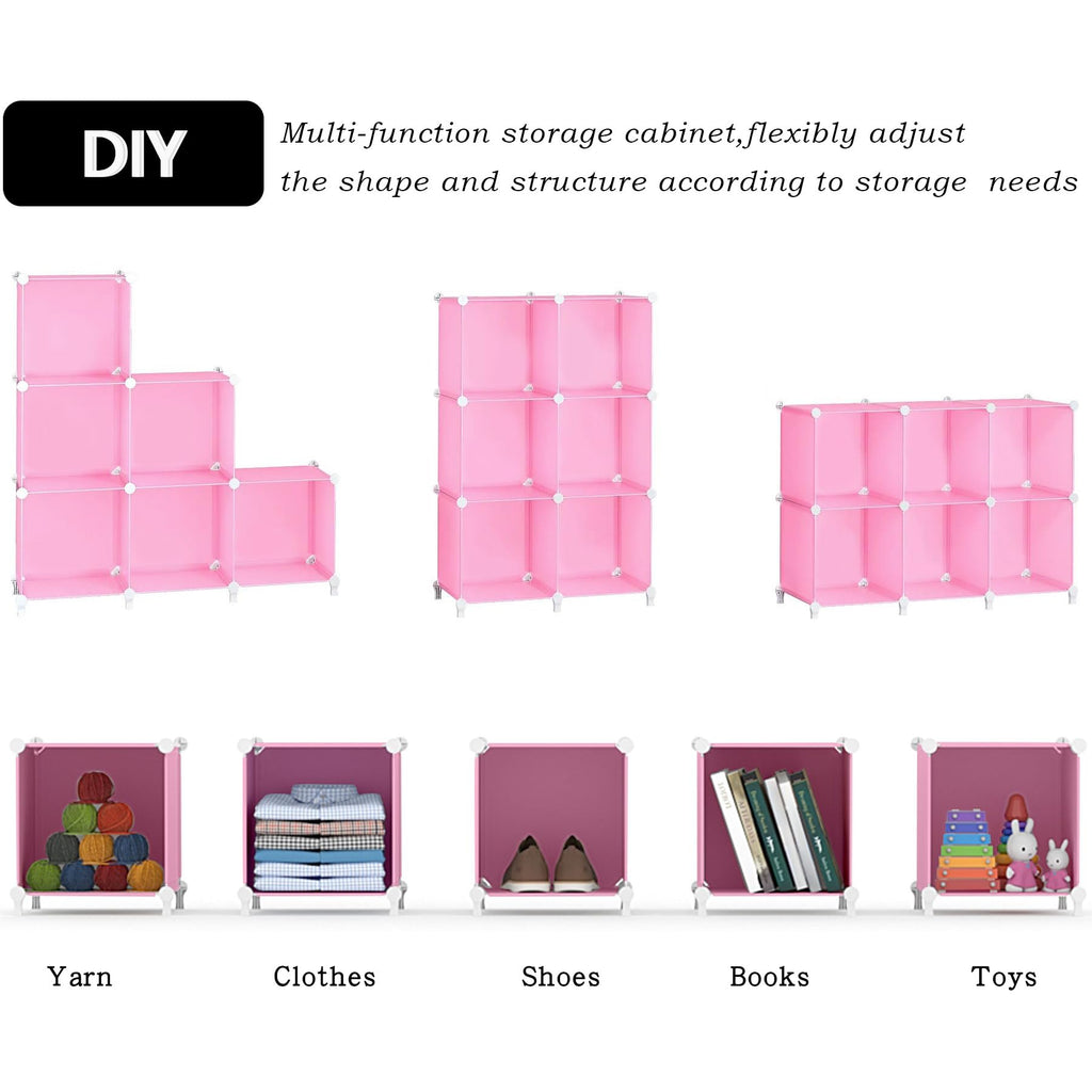 Cube Storage Organizer, Closet Organizers, 6 Cube Shelf, Pink
