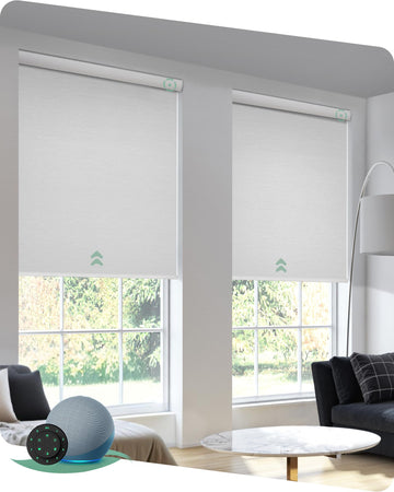 Motorized Blinds with Remote, Blackout Jacquard White