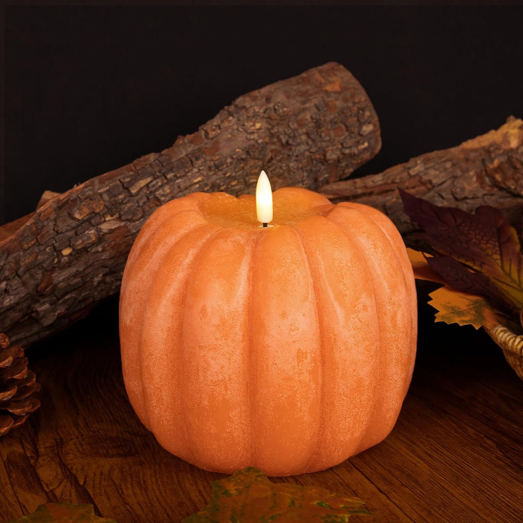 Fall Decorations - Flickering Flameless Wax Pumpkin LED Candle