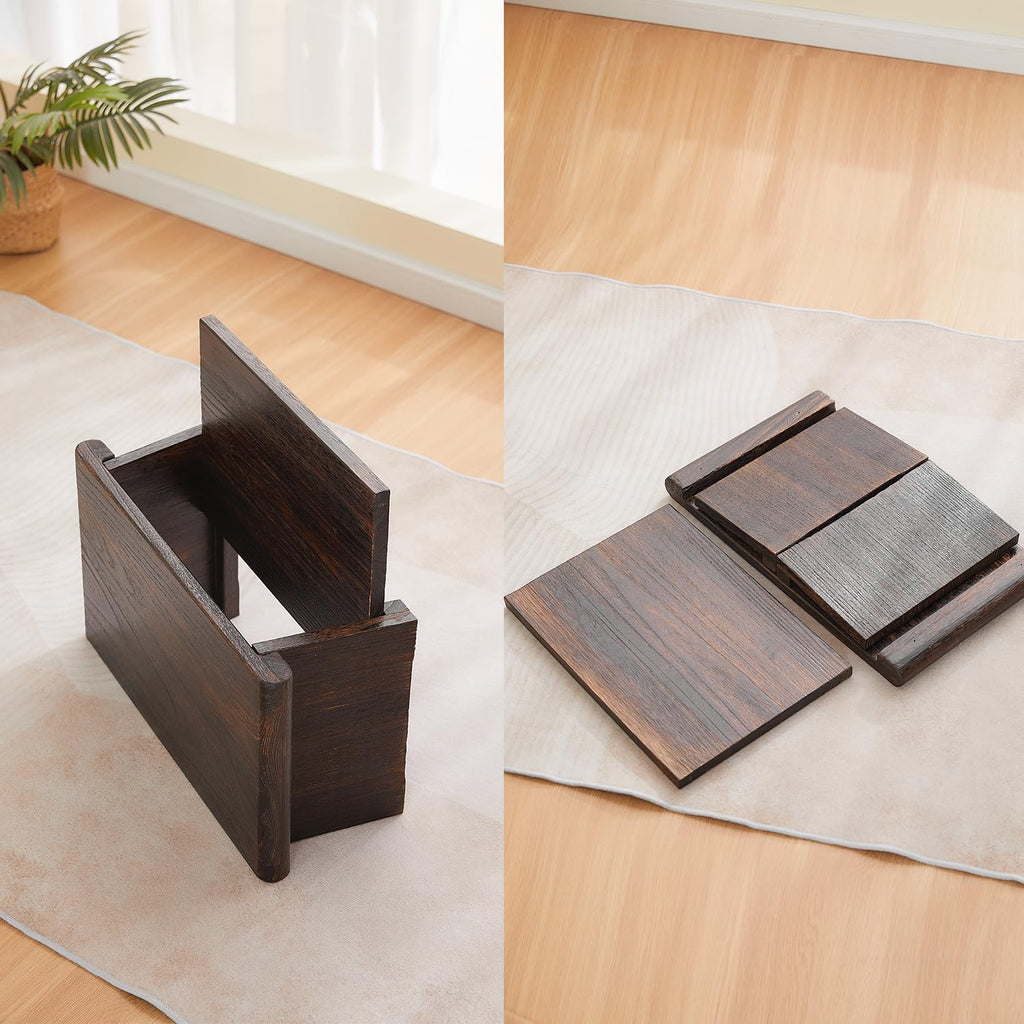 Folding Japanese Low Floor Table, Small Wood Meditation & Altar Table