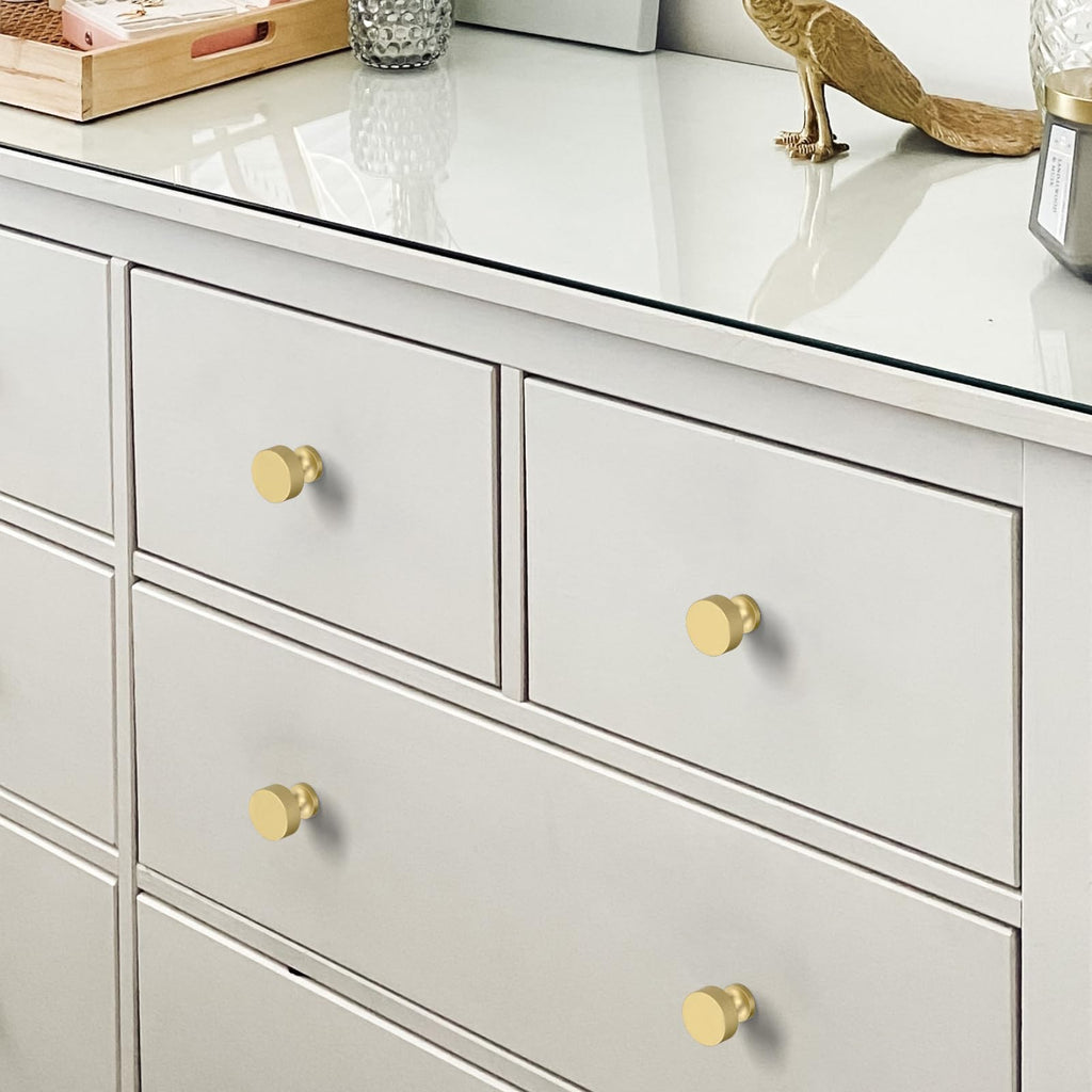 Brushed Gold Knurled Cabinet Knobs Round Drawer Pulls 20 Pack