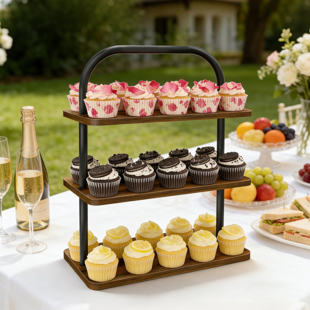 Cupcake Stand, 3 Tier Wood Cupcake Stand for 50 Cupcakes Large Dessert Stand Cupcake Display Stand Cupcake Tower