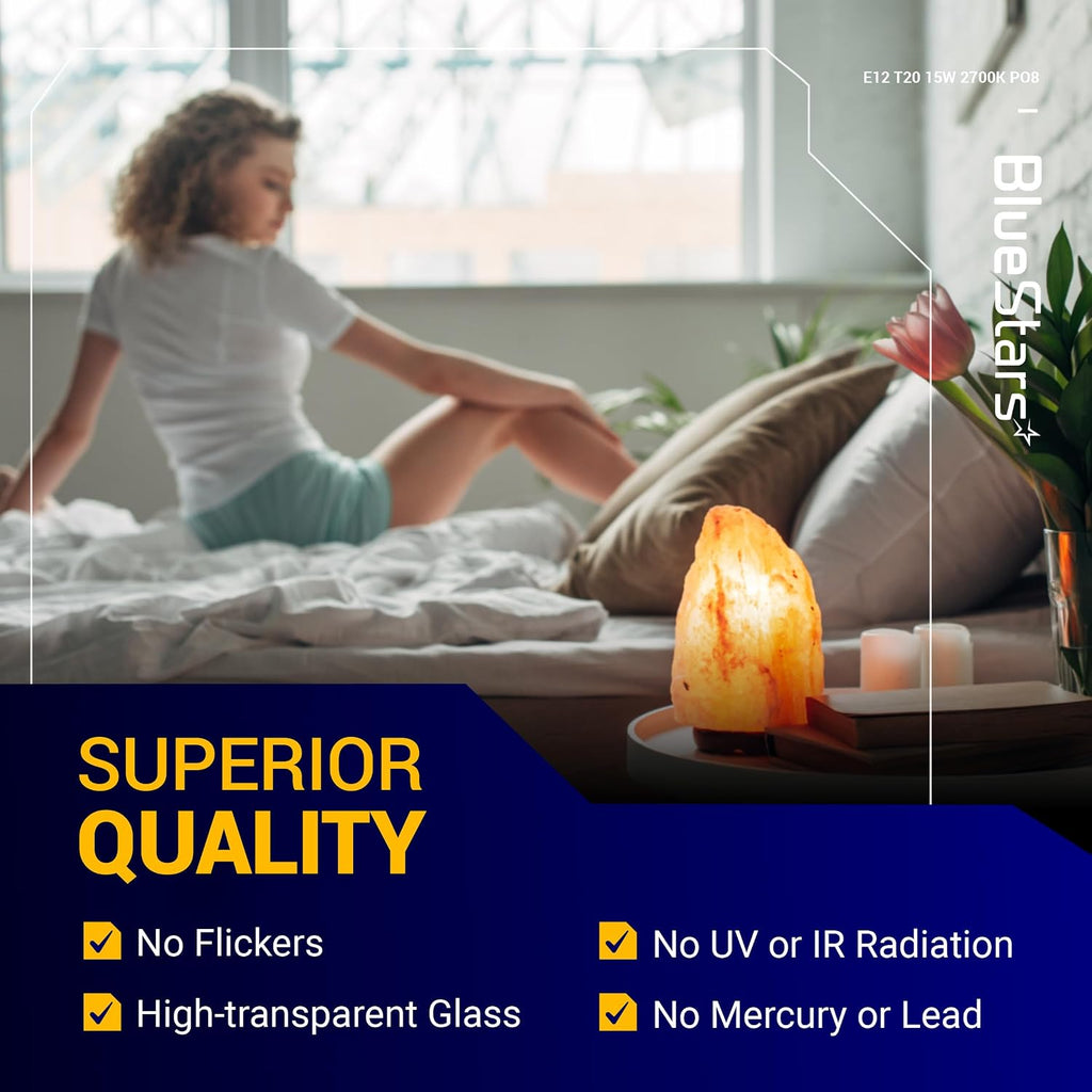 E12 T20 Himalayan Salt Lamp Bulb 120V 15W 2700K Warm White