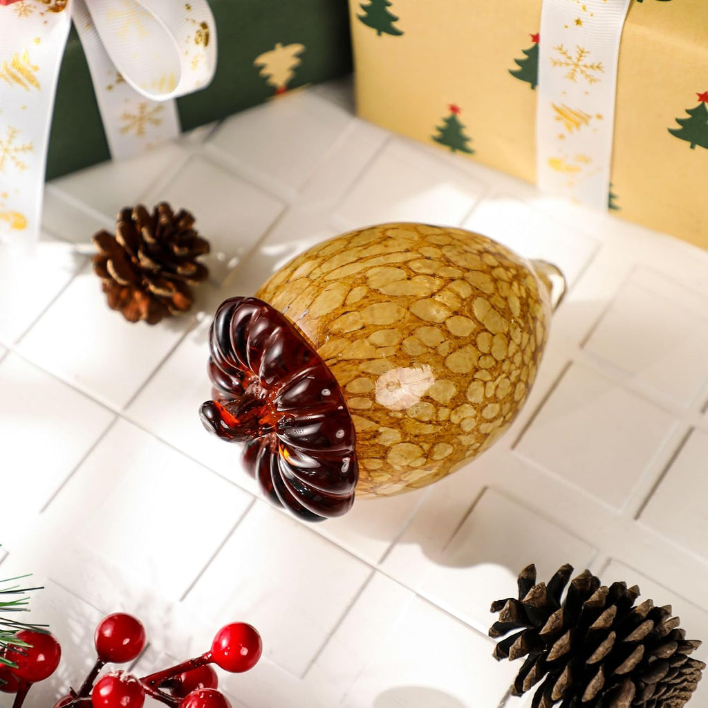 Hand Blown Glass Acorn Figurines, Crystal Acorns for Decorations