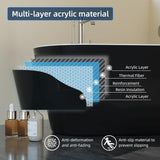 67'' Acrylic Freestanding Bathtub, Extra-Deep Soaking Free Standing Tub for Luxurious Bathing Experience, with Chrome