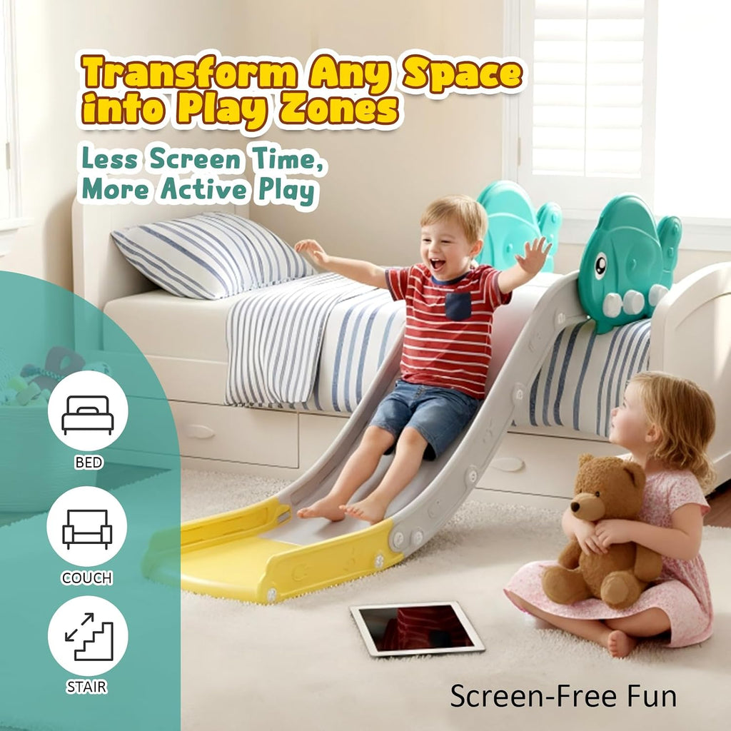Slide for Toddlers, Upgraded Indoor Toddler Slide for Couch, Bed & Stairs, Space-Saving Kids Slide with Extended