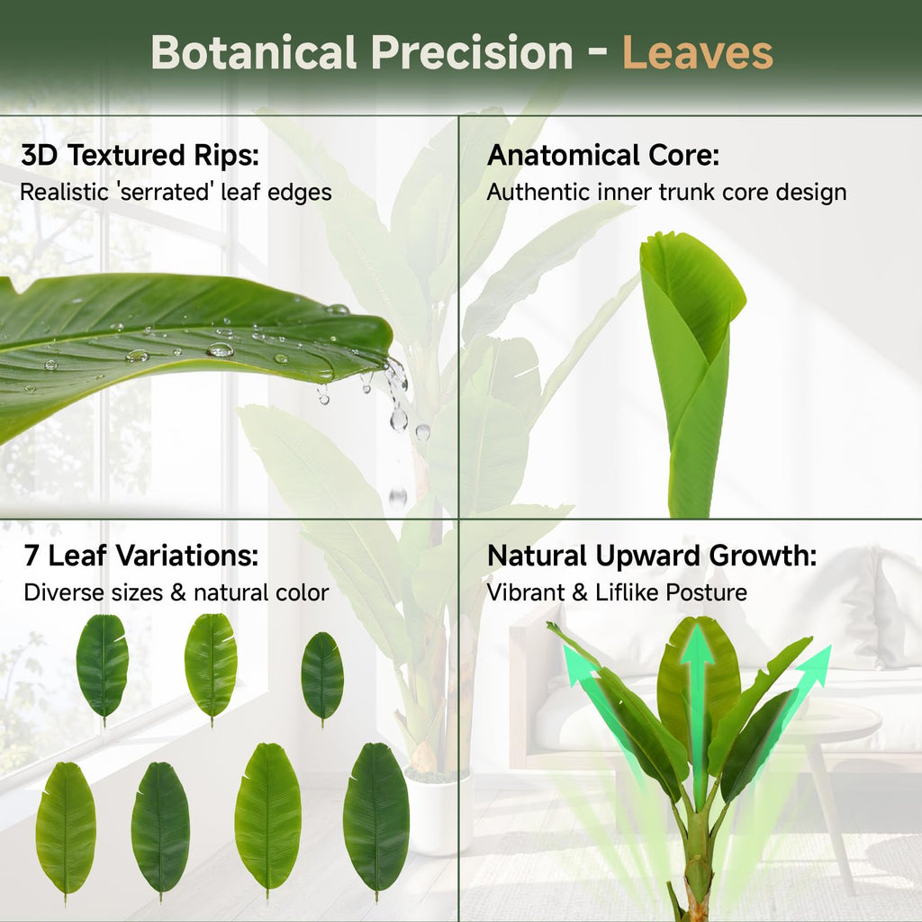 8ft Artificial Banana Tree Extra Tall Fake Plants Indoor Large Faux Tree High End Realistic Floor Plant Big Silk Tree