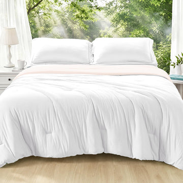 Cooling Comforter, 3-Piece Reversible Bed Set, White