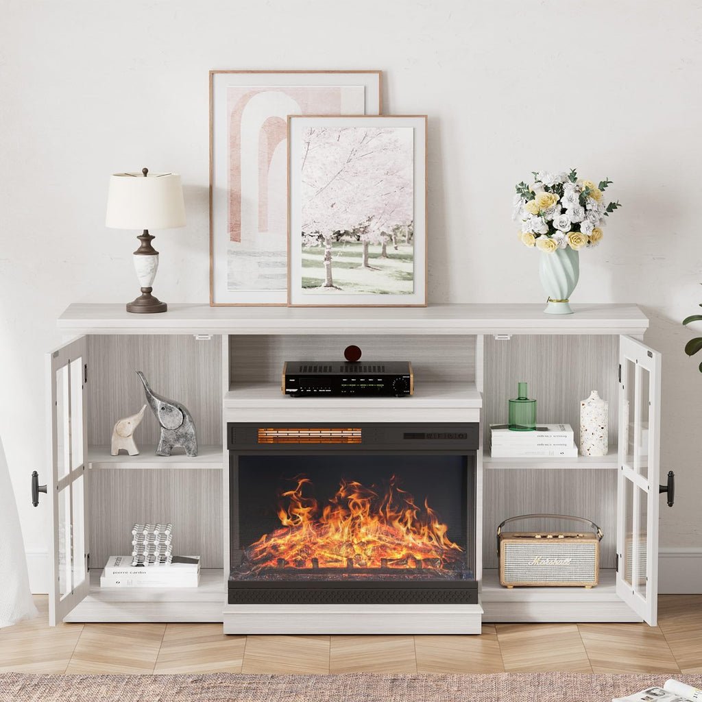 Glass for TVs up to 65", White Wash