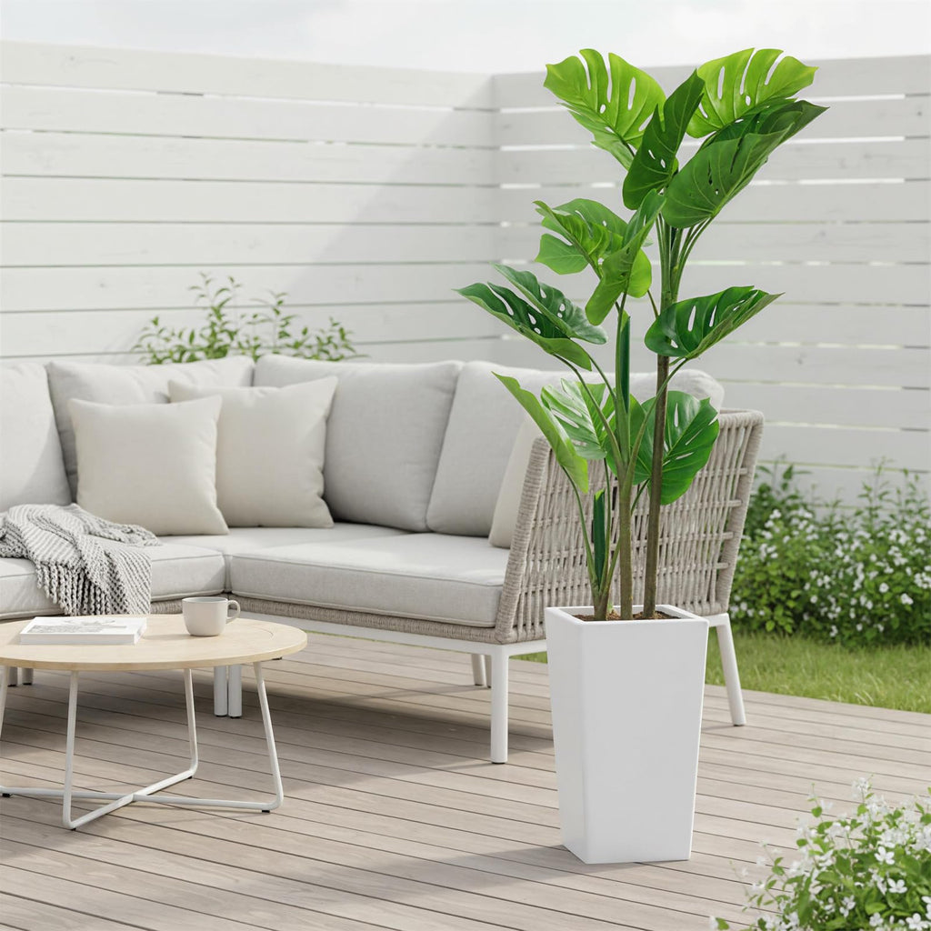 4.5FT Artificial Monstera Plant with White Tall Planter