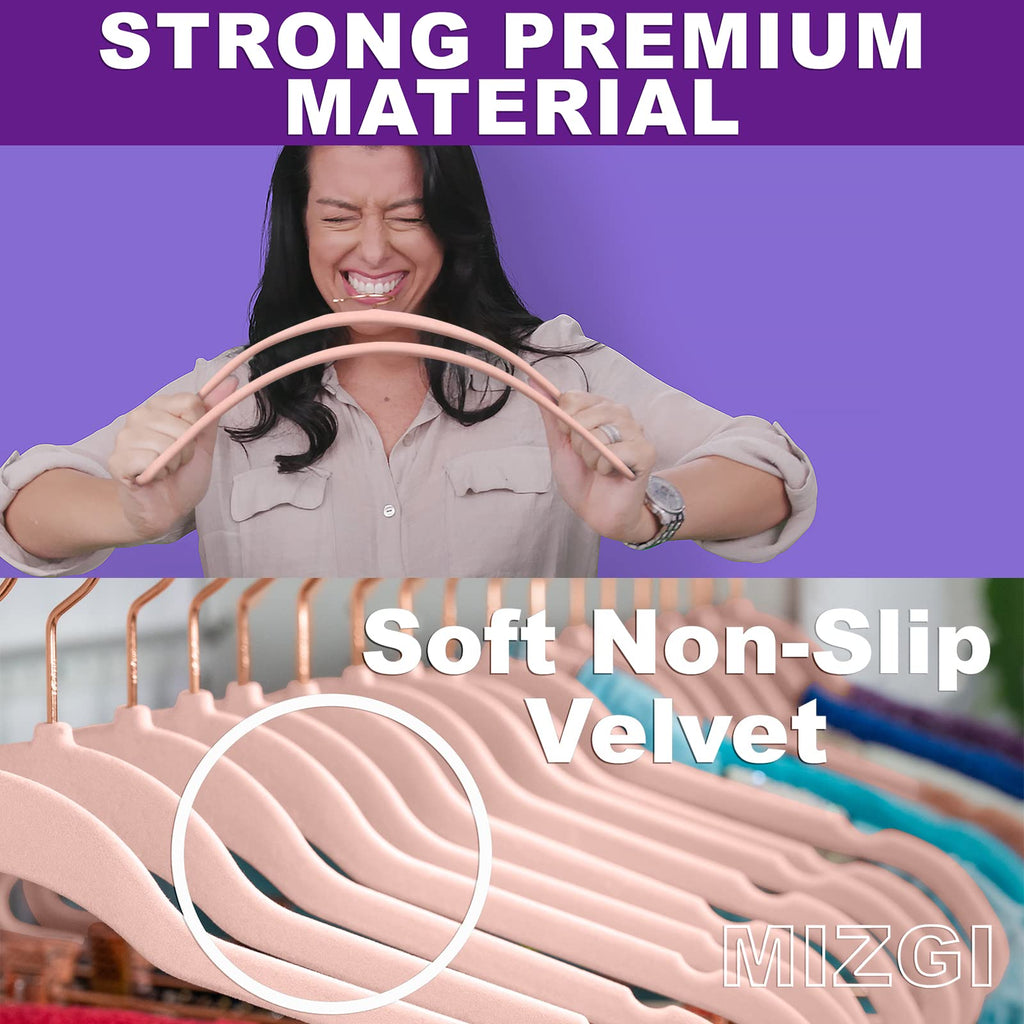 Velvet Hangers 30 Pack Non Slip Heavy Duty Blush Pink Rose Gold Hooks