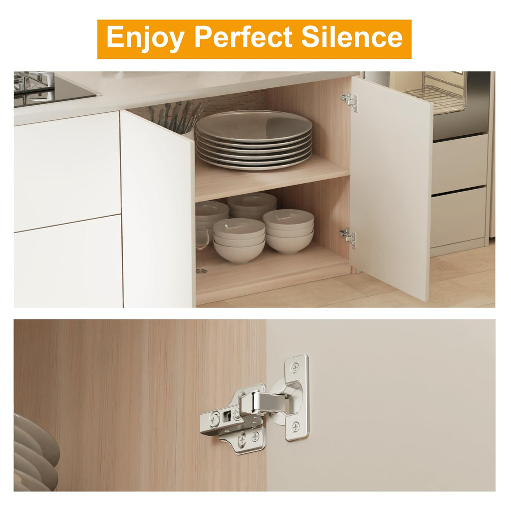 40Pcs Soft Close Inset Cabinet Hinges with Clip-On Plate