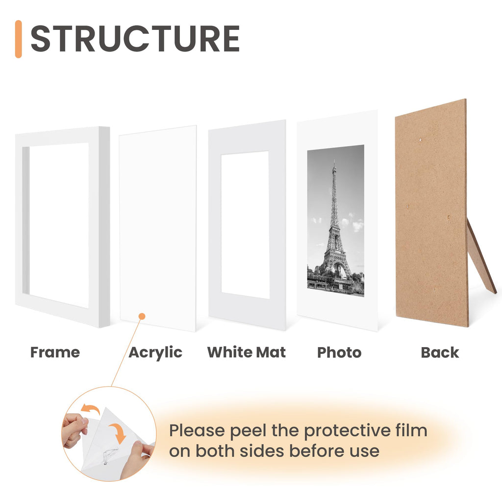 4x6 Picture Frame Set of 10, Display Pictures 3.5x5 with Mat or 4x6 Without, Multi Photo Frames Collage for Wall or