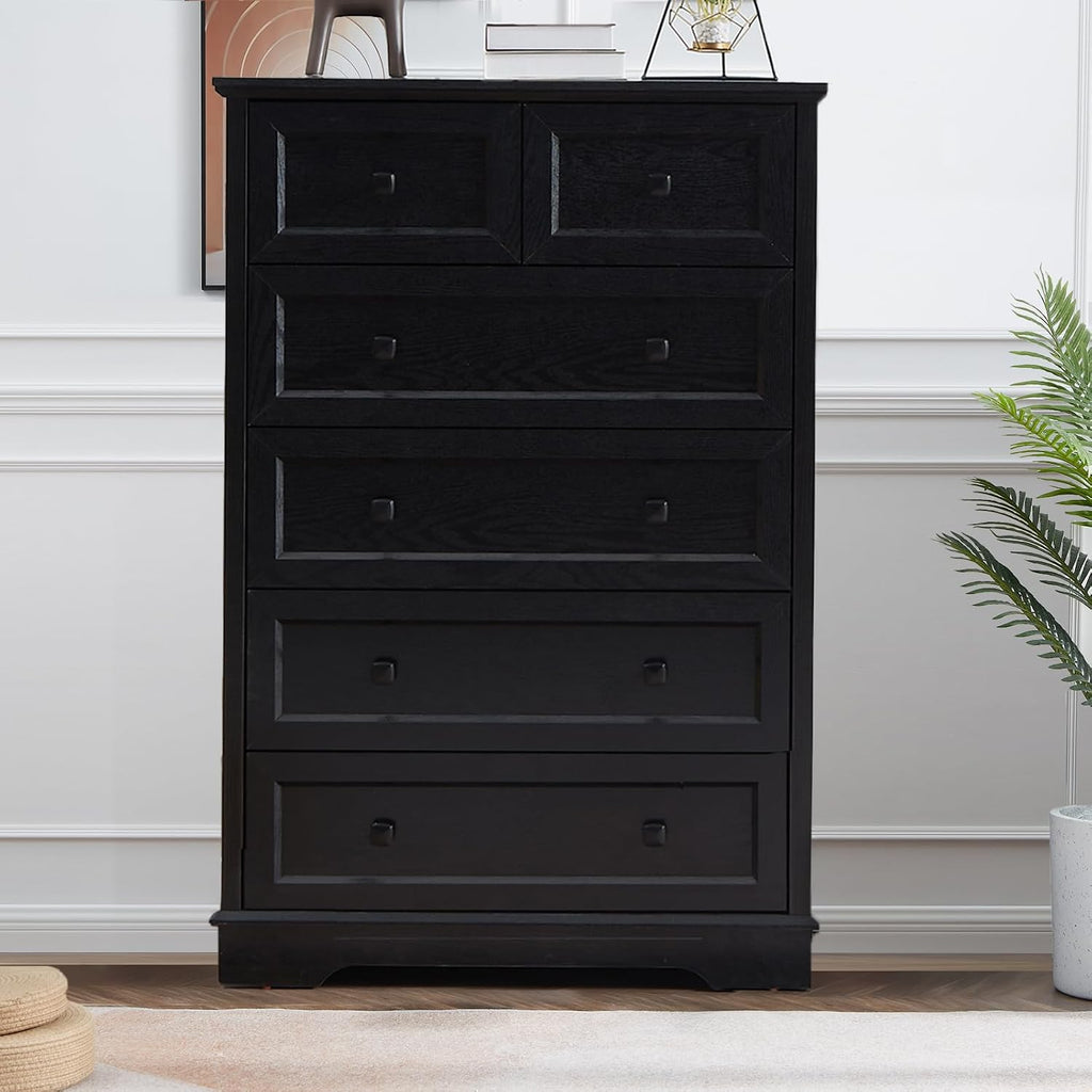 Farmhouse 6 Drawer Dresser, Dressers Chest of Drawer Organizer Storage, 48 Inch Tall Dresser, Wood Dressers Storage