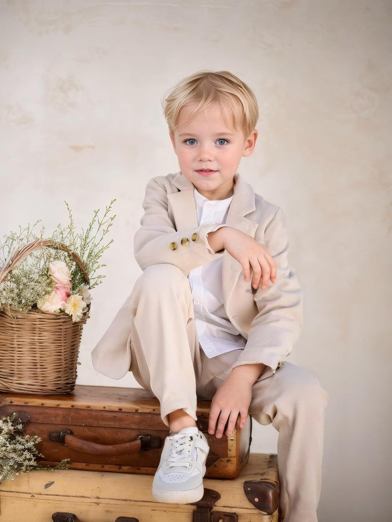 Boys' 5 Piece Suit Set with Shirt Tie Formal Slim Fit Kids Suits