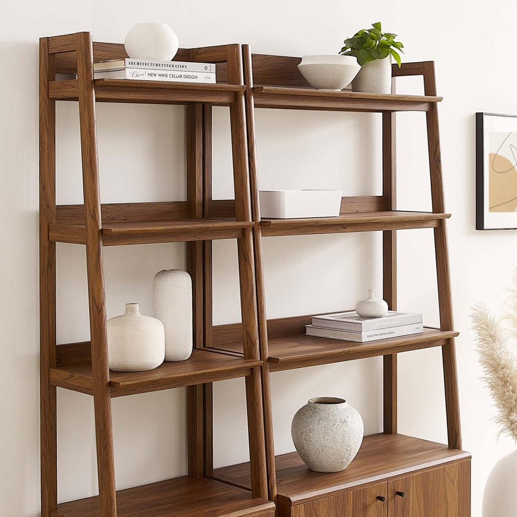Bookshelf Display Cases in Walnut - Set of 2