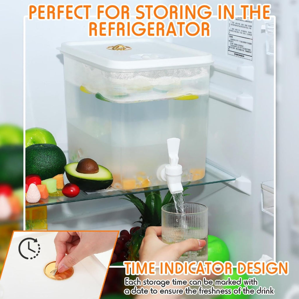 Gallon Fridge Beverage Drink Dispenser with Spigot Leak-proof Lids Filter Screen Juice Container Sealed - Set of 4