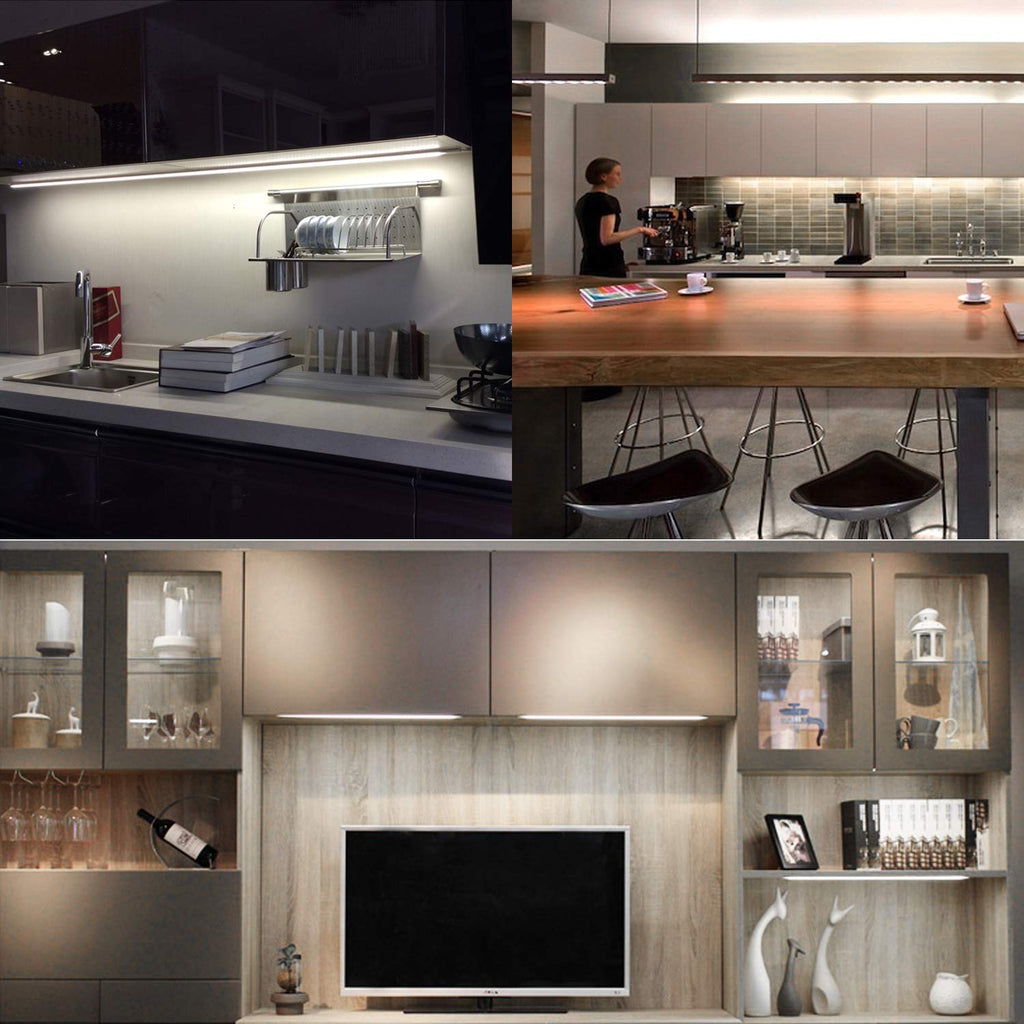 Under Cabinet Lighting Wired Plug in or Hardwired Cold White 6000K, 8 Pack 11inch Linkable Dimmable LED Under Cabinet