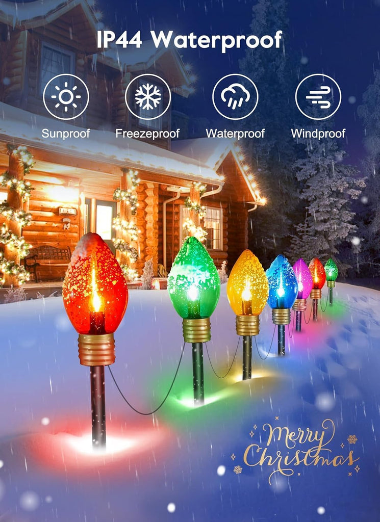 Jumbo C9 Christmas Pathway Lights Outdoor,2Pack Total 17FT C9 Walkway Light