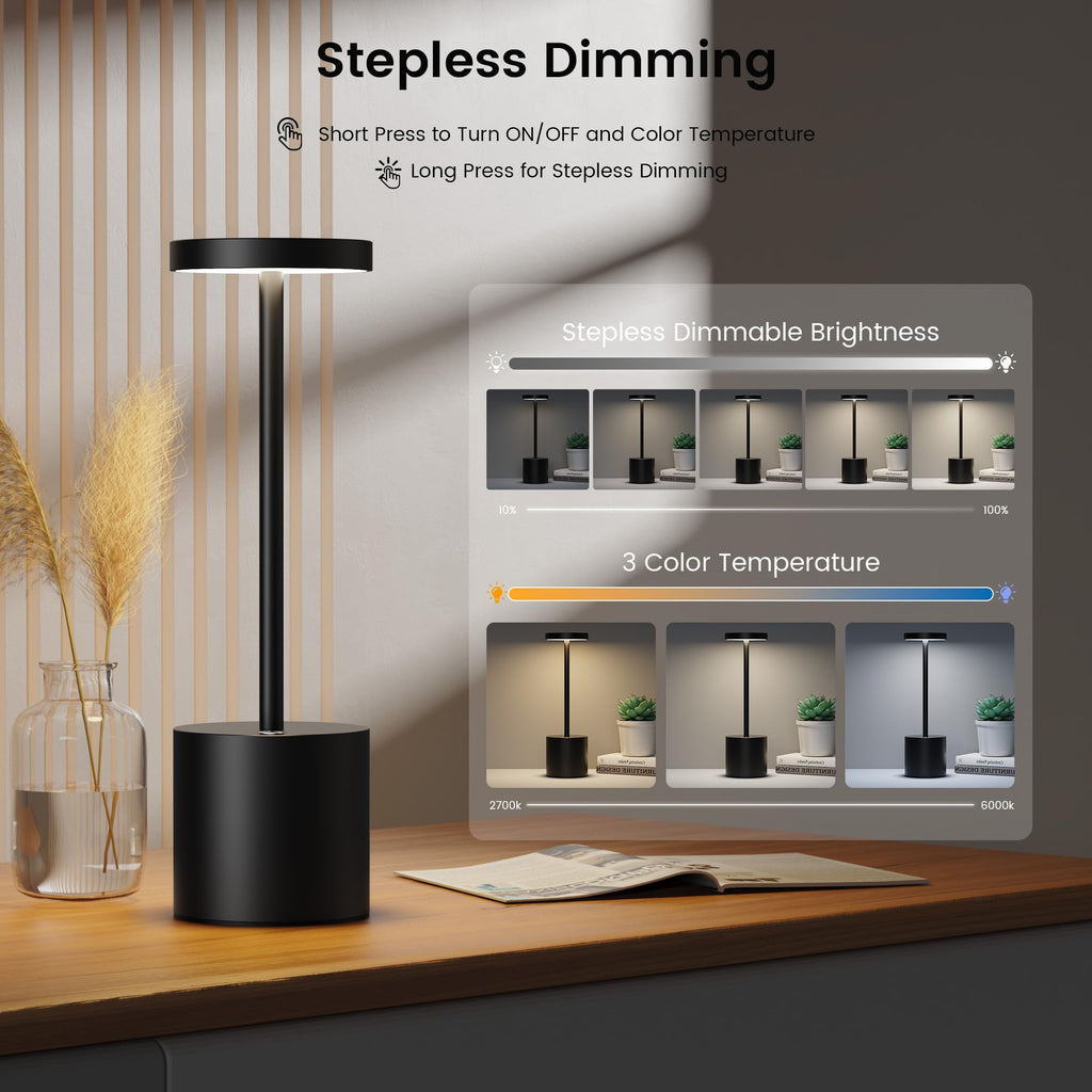 2 Pack Rechargeable Table Lamp, LED Cordless Table Lamp,5000mAh Battery Operated Portable Table Light,Dimming
