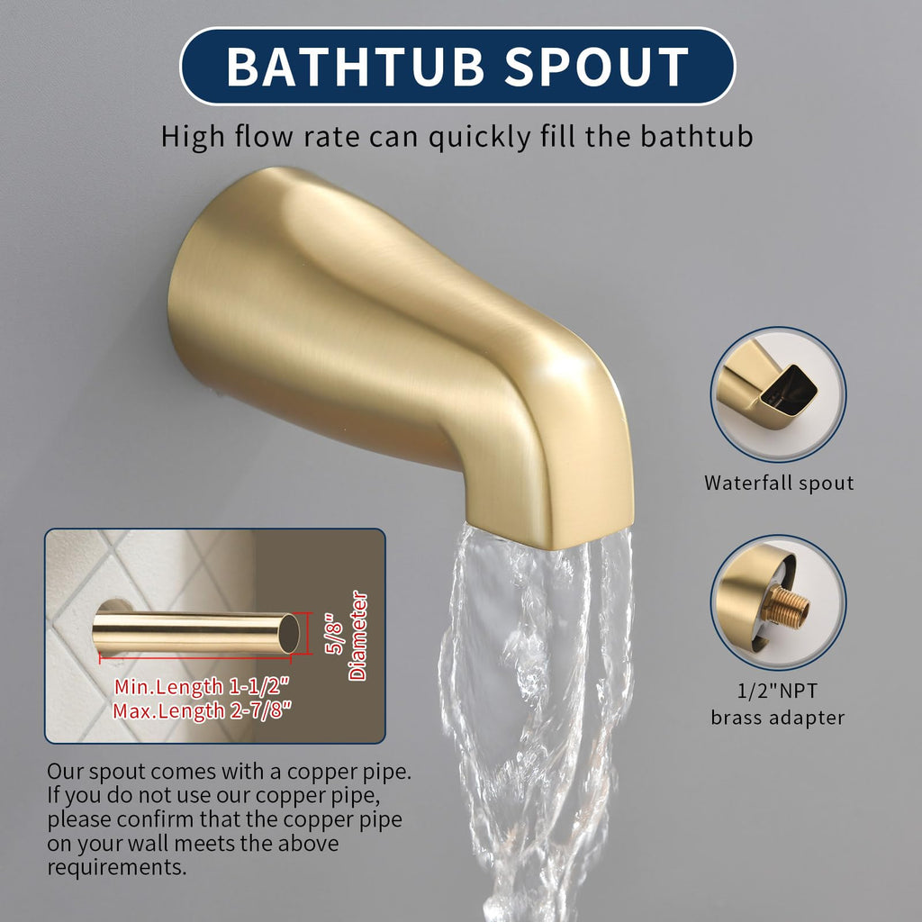 3 Handle Shower Faucet Set with Tub Spout Bathtub Shower Faucet Combo Set Shower System Complete Tub and Shower Trim